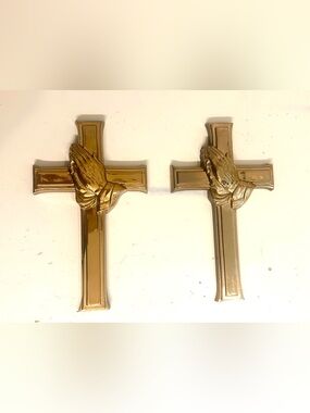 Vintage Burwood Praying Hands Cross Wall Plaques USA